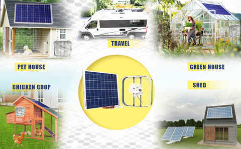 Amtrak Solar 20" Box Fan Kit – 100W Solar Panel + On/Off Switch – 12" Blade for Off-Grid Cooling in Sheds, RVs & Greenhouses