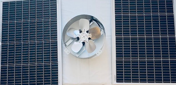 Amtrak Solar's Powerful 50-Watt with 12 inch Solar Attic Fan Quietly Cools and Ventilates your house, garage, Greenhouse, RV or boat and protects against moisture build-up.