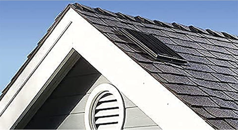 Amtrak Solar 100-watt galvanized attic fan installed for ventilation | Amtrak Solar | www.amtraksolar.com