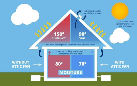 Amtrak Solar's Powerful 50-Watt Solar Roof, Attic, Exhaust Fan Quietly Cools and Ventilates Your House, Garage, RV or Boat and Protects Against Moisture Build-up Two 12" Fans